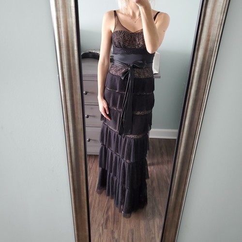 BcbgMaxAzria Black Tiered Lace Ruffle 