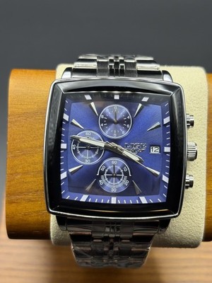 Men Lige Wristwatch Resistant Luminous Calendar Stainless Steel Quartz Watch