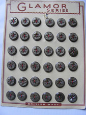 Vintage 1940 x 36 buttons original shop card Glamor Series mushroom dress blouse