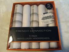 French Connection 5Pk Men's Luxery Handkerchiefs New