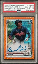 2020 Bowman Chrome Prospect Auto Michael Harris Orange Wave PSA 10 /25