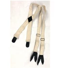 White Cotton Suspenders with Leather Ends