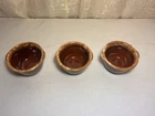 Lot Of 3 Hull Pottery Brown Drip Glaze Bowl 2 1/2 Inches Tall Vintage USA