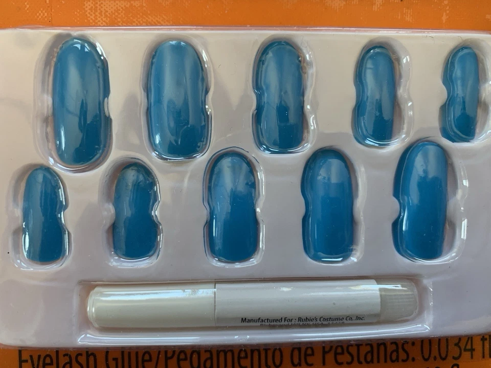 Halloween Pestañas y Uñas Azul Claro, Medias y Guantes Azul Claro Foto 4 de 4