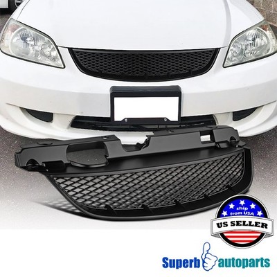 Grille De Pare-chocs Avant Noir Pour Honda Civic 2/4 Portes 2001-2003 - Style Type-R - Matière ABS