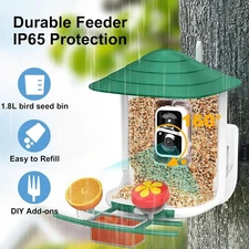 BIRDSNAP Smart Bird Feeder with Camera 2K HD, Solar Panel 32GB Card 4-In-1 Perch