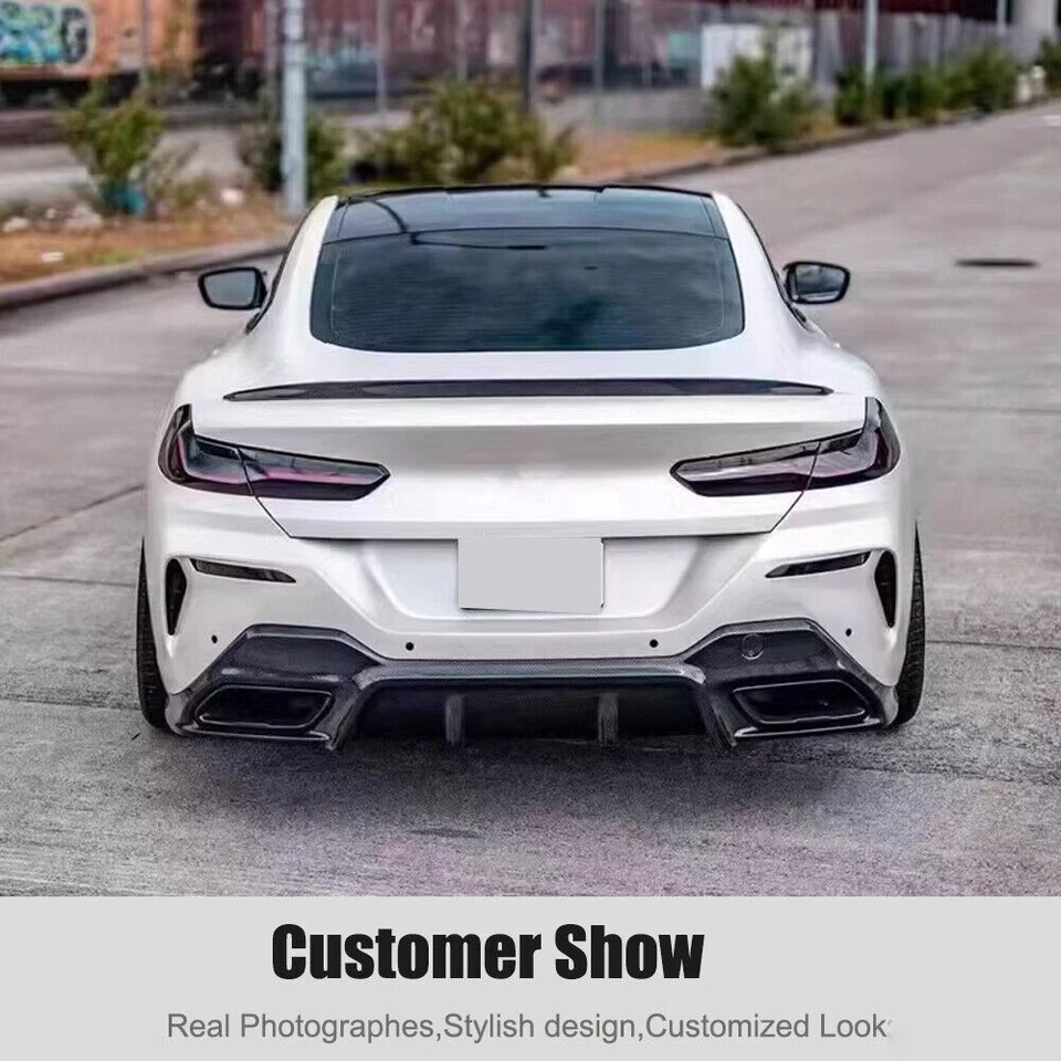 Carbono seco para BMW 8 Series G16 840i M850i F93 M8 porta-malas traseiro spoiler asa lábio EUA - Imagem 2 de 4