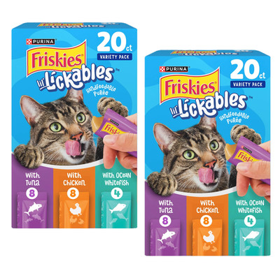 2x Purina Friskies Lil Lickables Chicken Tuna & Ocean Whitefish Treats Cats 40ct