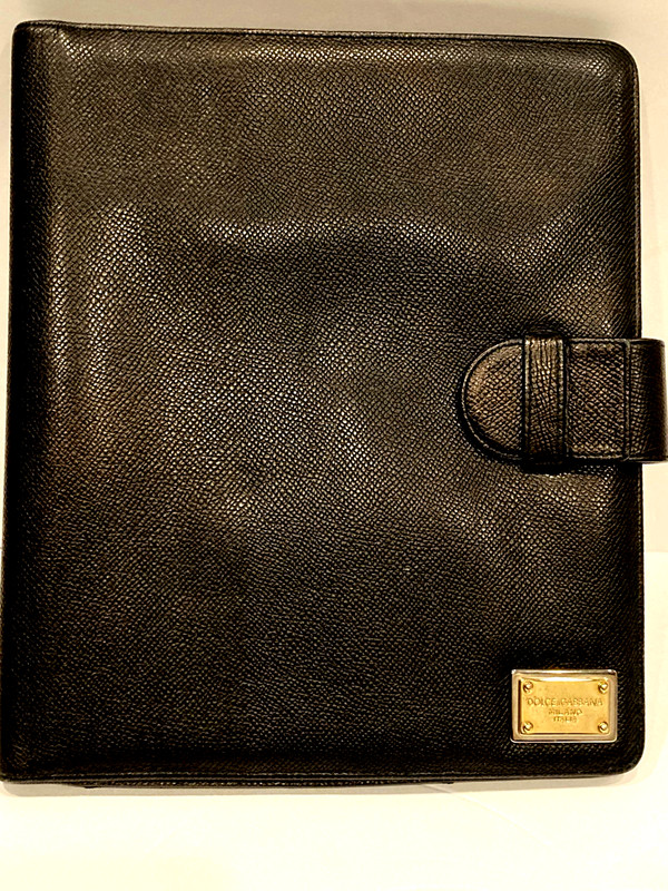 Black Dolce & Gabbana Tablet iPad Case Cover Front Gold Logo Credit Card Slots
