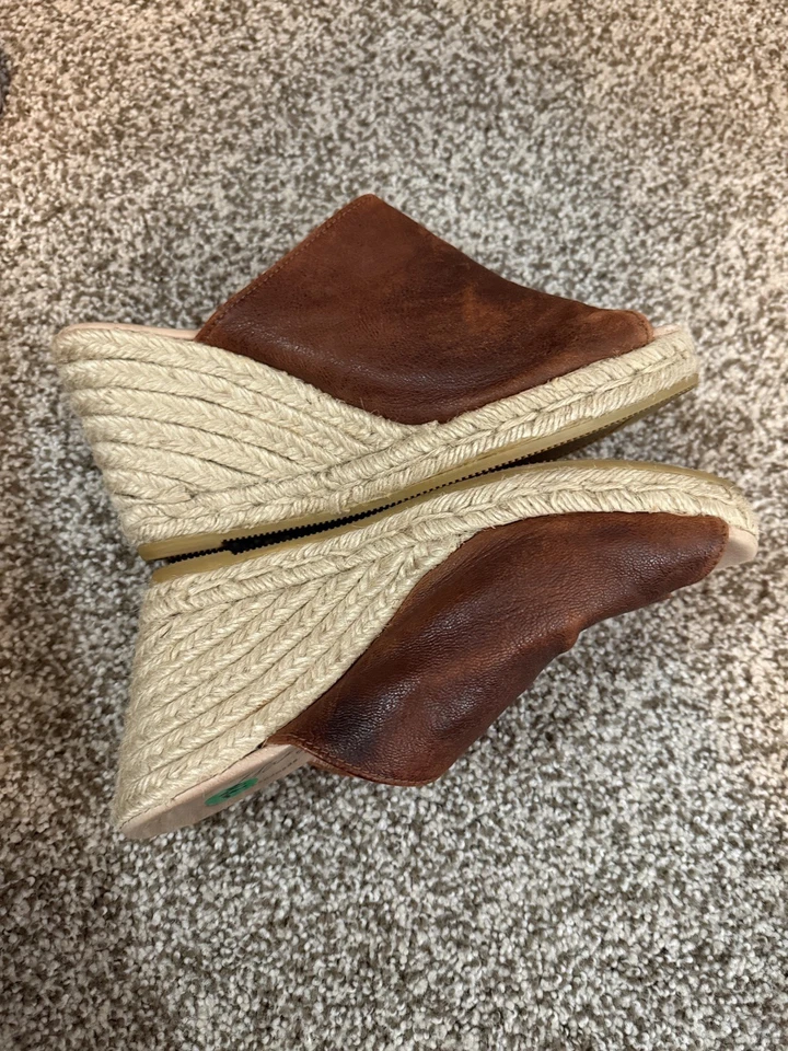 Gaimo Gossa Sandalia Alpargata Cuña Deslizable Cuero Marrón Mujer 7.5 Zapato Sin Cordones Foto 4 de 4