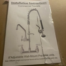 17” Commercial Pre-Rinse Faucet Wall Mount Kitchen Sink Faucet w/ Sprayer