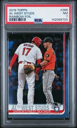SHOHEI OHTANI / ALEX BREGMAN AL WEST STUDS 2019 Topps RAINBOW FOIL #266 PSA 7 NM