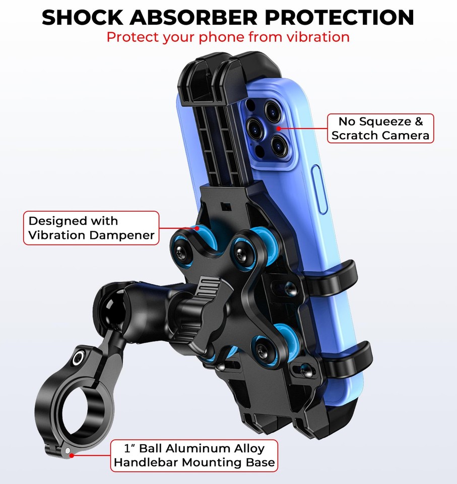 Anti-shake Bike Mount Motorcycle Phone Mount With Anti-Shake Vibration  Dampener