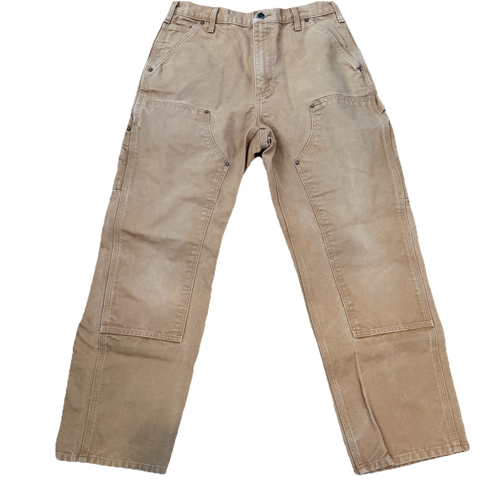Carhartt Double Knee Duck Canvas Work Pants Relaxed Fit 30x29 Distressing Stain*