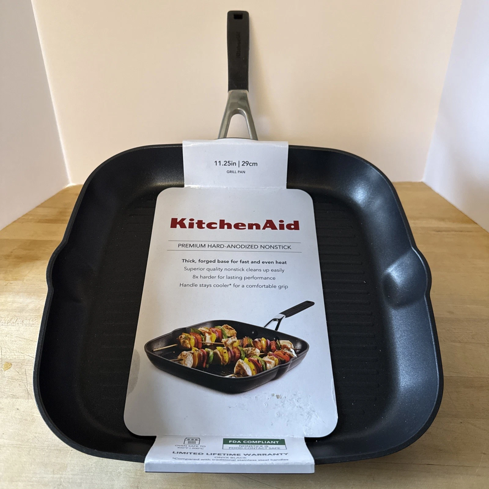 KitchenAid Hard-Anodized Induction Nonstick Square Grill/Griddle Pan,Matte Black