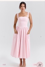 VIVIEN – Strawberry Shortcake Gingham Midi Sundress New M size 