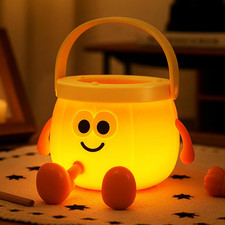 Pumpkin Night Light for Kids, Rechargeable Bedside Lamp, Portable Handheld Lamps