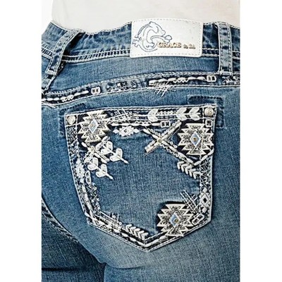 Jeans Bootcut Grace in LA Floral Western Design EB61780