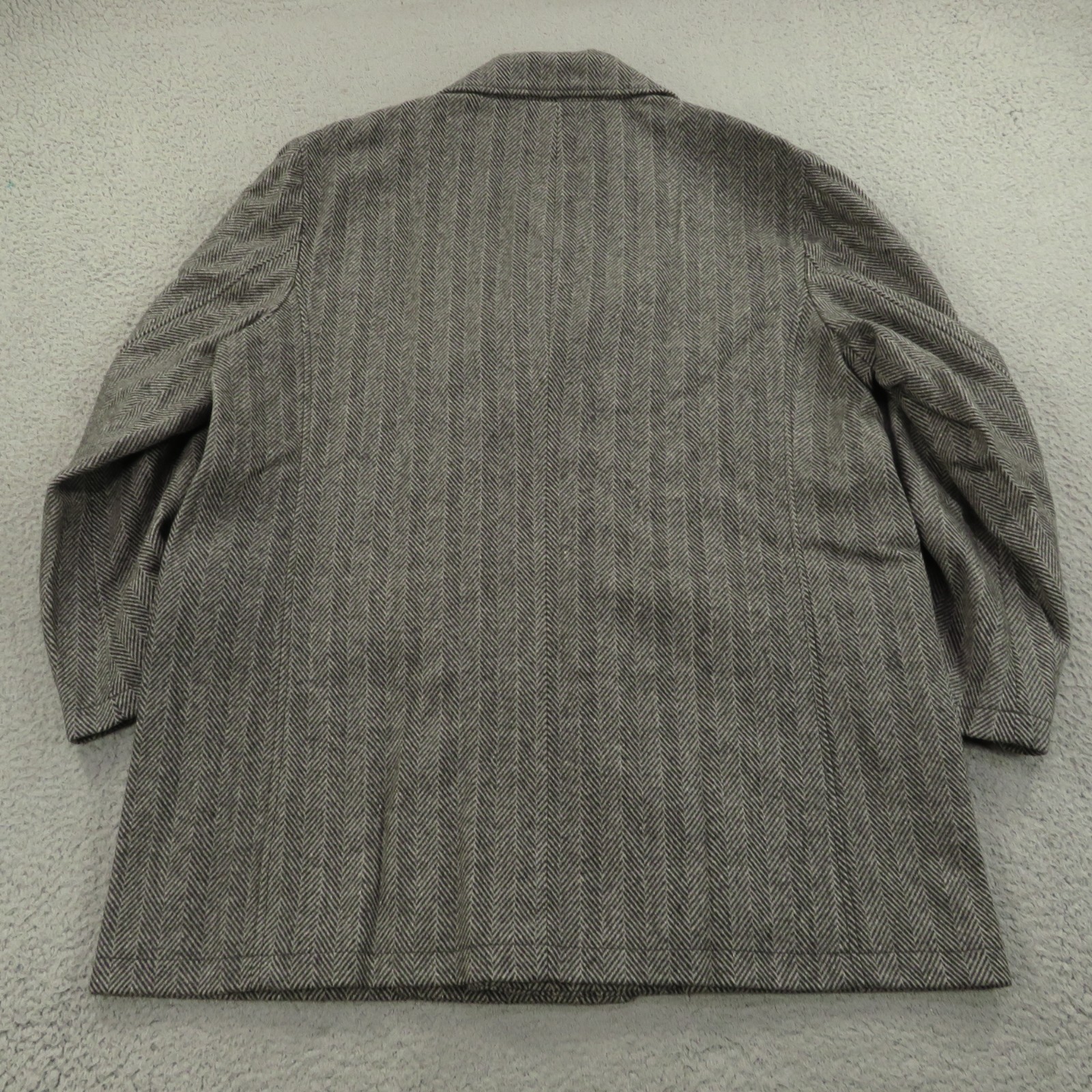 Gap Coat Men XXL Wool Herringbone Double Breasted Jacket City Towne Car Charcoal image 5