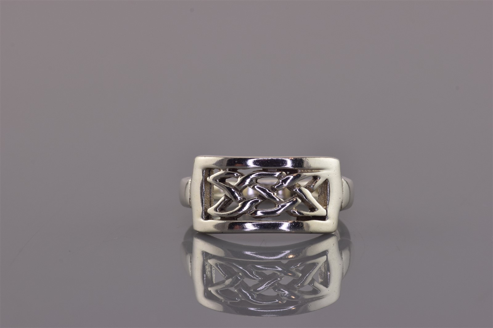 Sterling Silver Framed Rectangular Celtic Tribal … - image 1