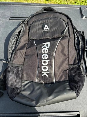 Reebok Logo Backpack Black/Gray Zip Closure Pockets Adjustable Straps Unisex