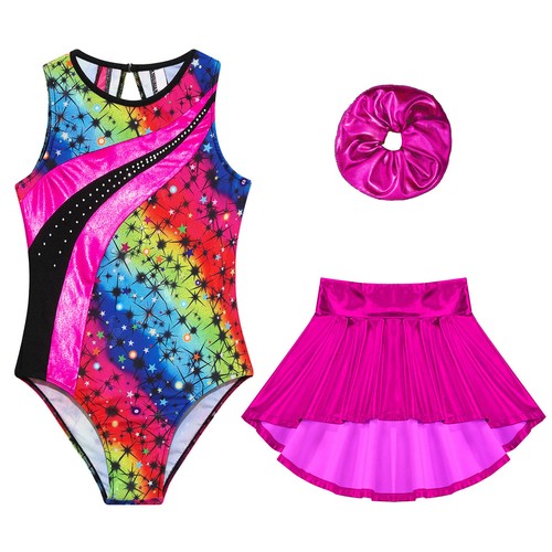 Girls Suit Workout Set Performance Outfit Skirt Competitions Bodysuit Uniform - Picture 9 of 25