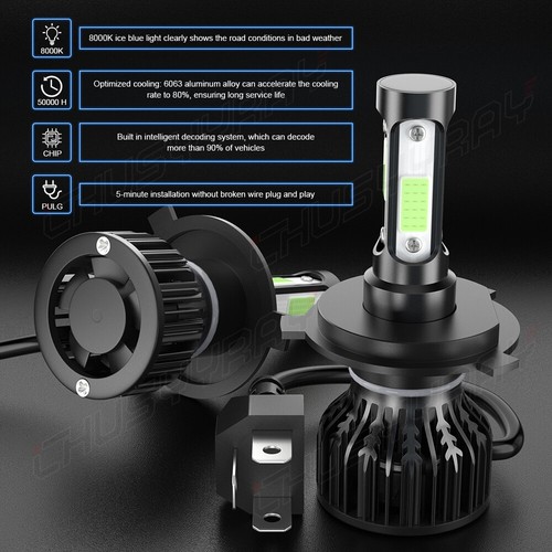 4 Side LED Headlight Kit H4 9003 8000K Hi/Low Bulbs for HONDA Element 2003-2006 - Picture 8 of 14