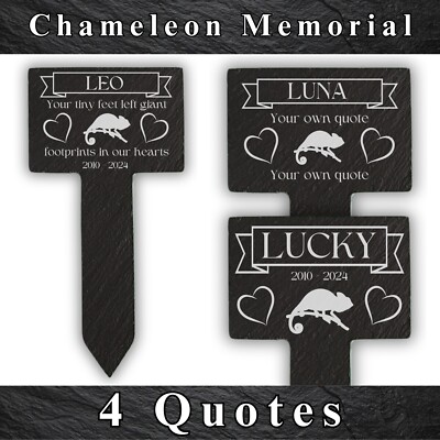 Personalisiertes Chamäleon Denkmal Haustier graviert Schiefer Grabmal Pfahl Schild Geschenk