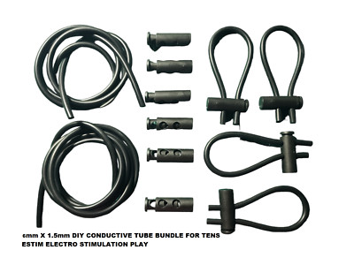 BUNDLE Conductive Silicone Rubber TENS / ESTIM / E-STIM Machine 6mm OD 1.5mm ID
