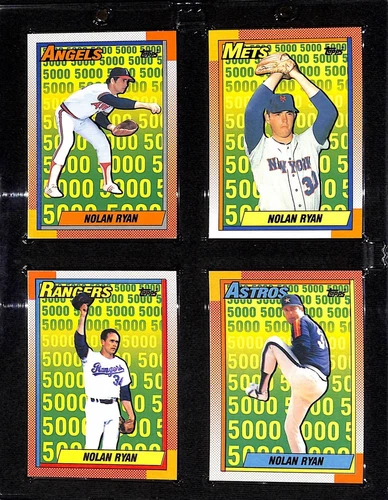 Nolan Ryan - 1991 Topps 4 card Lot - Texas Rangers - Houston Astros 5000K Salute
