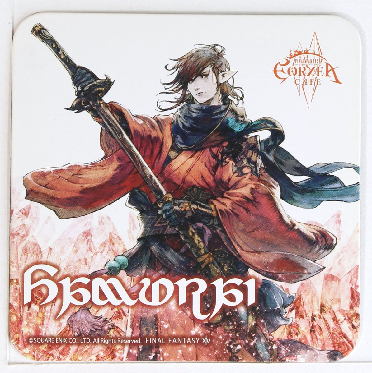 Final Fantasy Eorzea Cafe Paper Coaster Card Samurai Illustration
