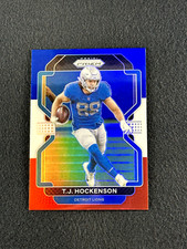 2021 Panini Prizm T.J. HOCKENSON Red White Blue Prizm #147 Detroit Lions
