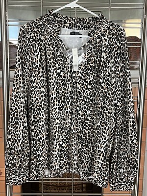 The Limited Ashton Essentials Leopard print Wear to Work Top Tie Size XL $79 new
