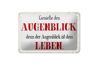 Blechschild Spruch 18X12 Cm GenießE Den Augenblick Leben Deko Schild