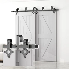 Skysen 5FT Low Ceiling Heavy Duty Sliding Barn Door Hardware Double Track Bypass