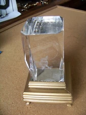 Coyote or Wolf howling at moon desert scene internal laser etched block light up