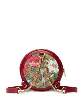 AUTH GUCCI ROUND GG FLORA CIRCLE BLOOMS 
