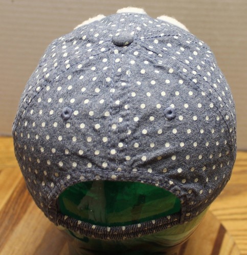 GAP KIDS GIRL BLUE HAT WITH WHITE POLKA DOTS WHITE FUZZY LETTERING SIZE S/M C17 - Picture 3 of 3