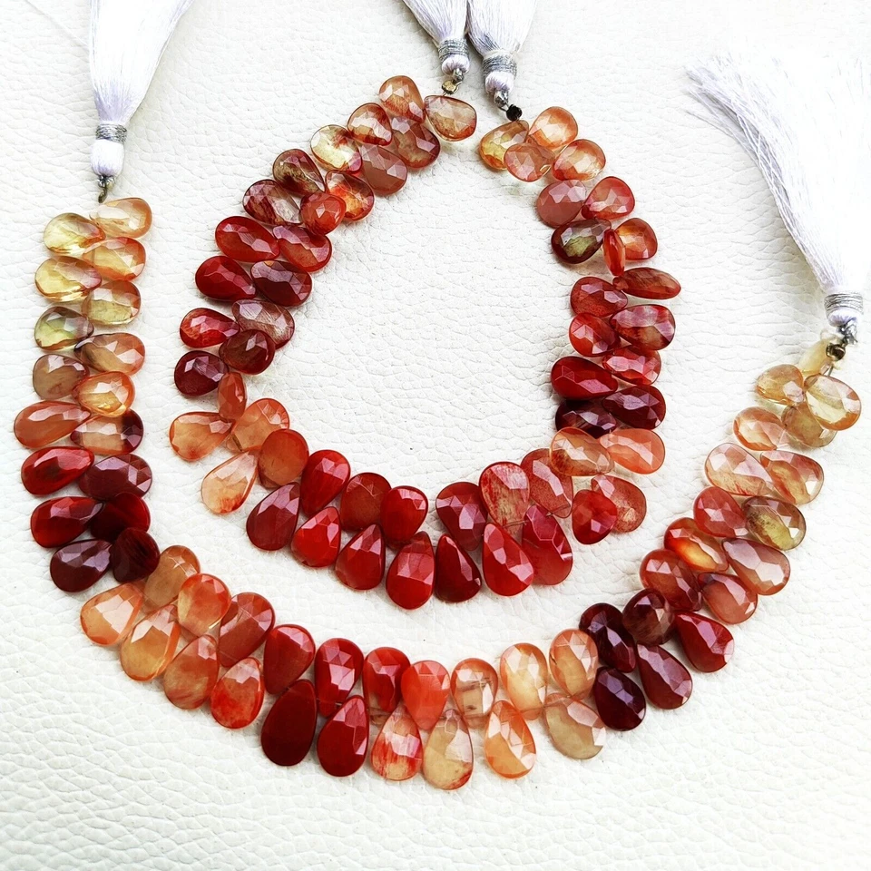 Natural Andesine Labradorite Gems 10x7 mm Size Faceted Pear Shape Beads 8"Strand - Image 4 of 4