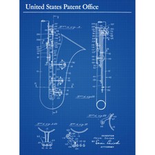 Selmer Saxophone Music 1937 Patent Plan Canvas Wall Art Print Poster