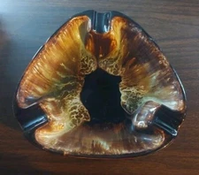 Vintage Ashtray Mid-Century Modern, Retro Ashtray, Green And Brown Shape Ashtray