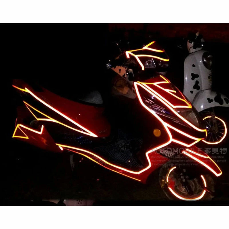 Pegatina reflectante roja 46 m a rayas para carrocería de automóvil SUV motocicleta hágalo usted mismo cinta autoadhesiva Foto 2 de 4