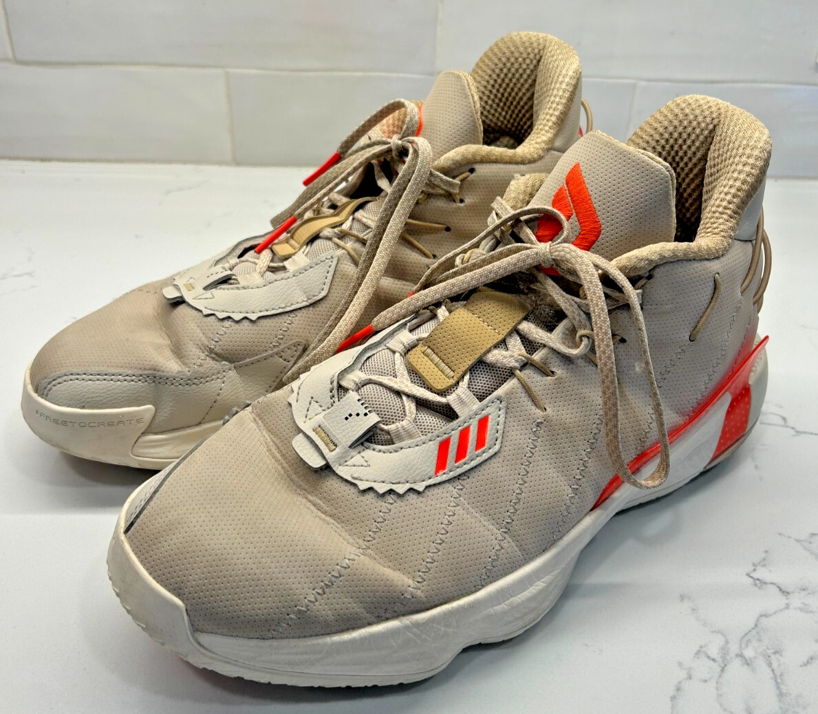 Adidas Dame 7 Basketball Shoe “Bliss” Solar Red Cream FZ1046 Men's Size 10