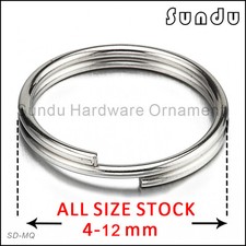 Wholesale 4-12mm Stainless Steel Split Key Ring Hook Silver Color Fishing Solid