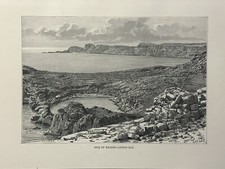 1884 View of Lindos Bay, Rhodes, Greece Original Antique Print