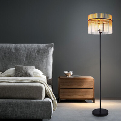 Stehlampe Standlampe Beistellleuchte Glas amber Wohnzimmerlampe Retro LED 152 cm