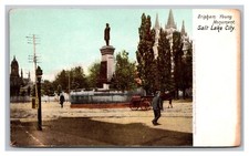 Salt Lake City Utah Brigham Young Monument Undivided Back Postcard