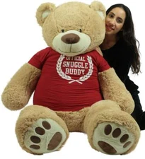 5 Foot Giant Teddy Bear Soft 60 Inch New, Wears T-shirt Official Snuggle Buddy