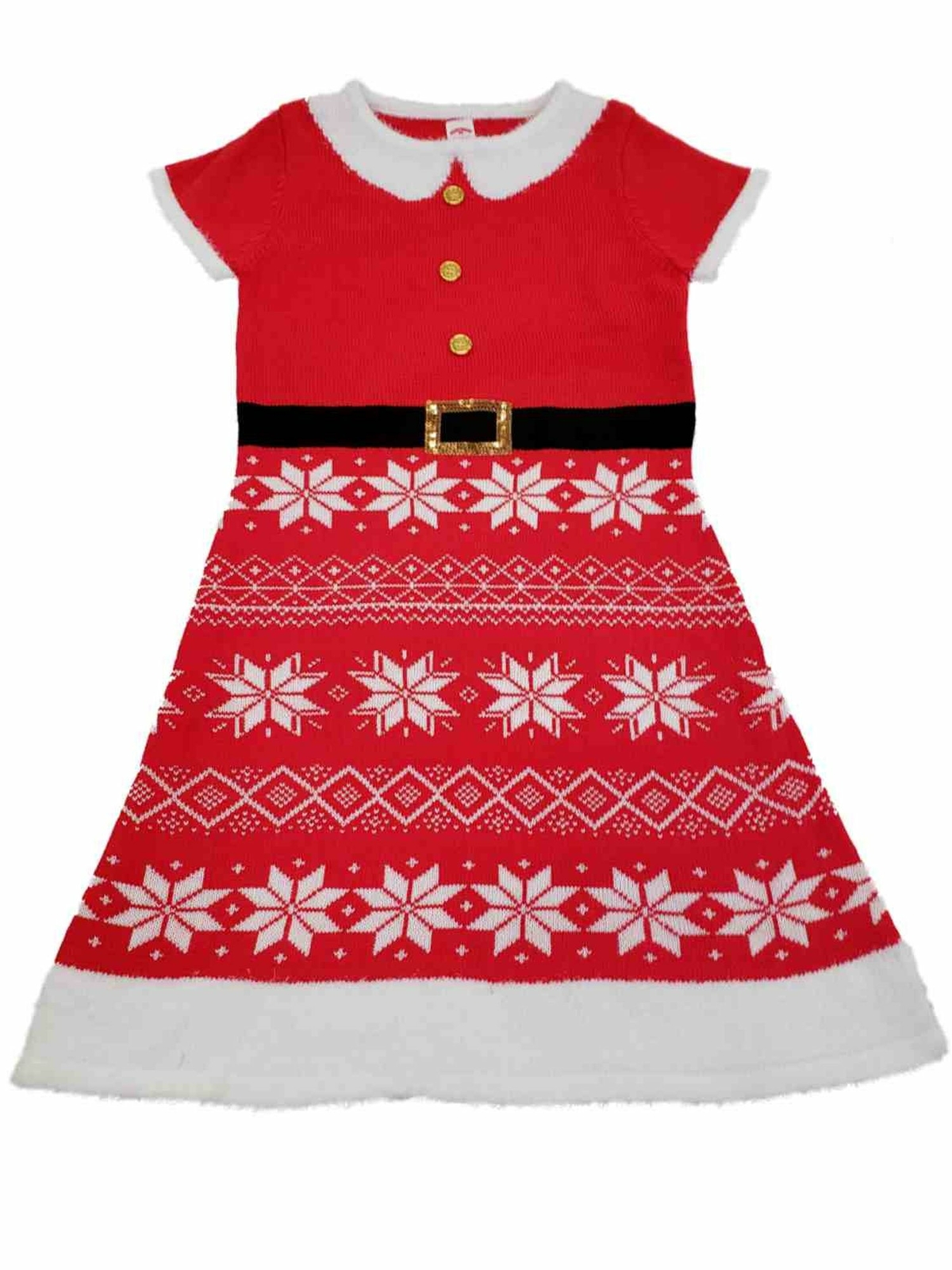 Holiday Time Little Girls' \u0026 Big Girls' Christmas Holiday Sweater Dress, Girl's, Size: 14-16, Red
