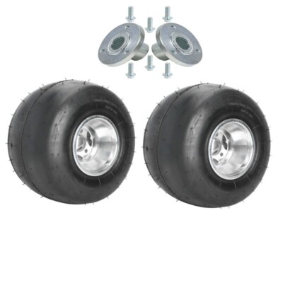 2pc 11x7.10-5 Go kart Slick Rear Tire & Rim Wheel & Hub For ATV Race Drift Bike